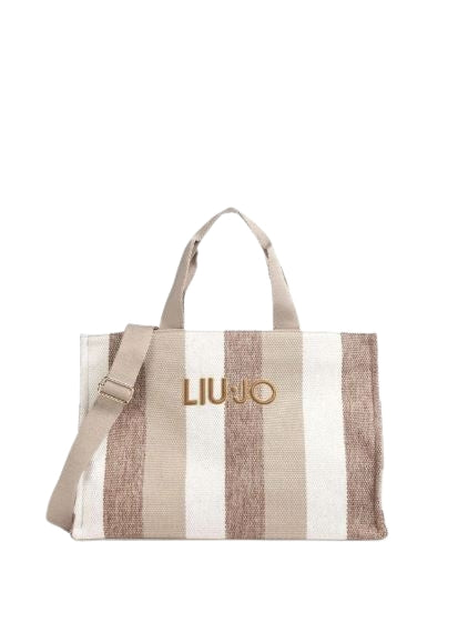 Borsa  Liu Jo  L  Tote  Striped Canva Col. 00133 Sabbia