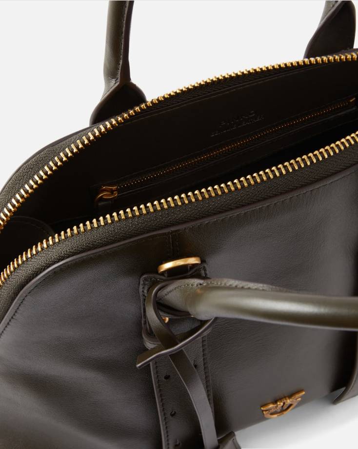 Pinko Borsa In Pelle Bowling Bag Medium Verde Fango