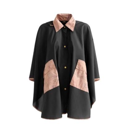 Mantella Alviero Martini   Mantella Poncho   impermeabile Nero  Bordo Geo  910  A
