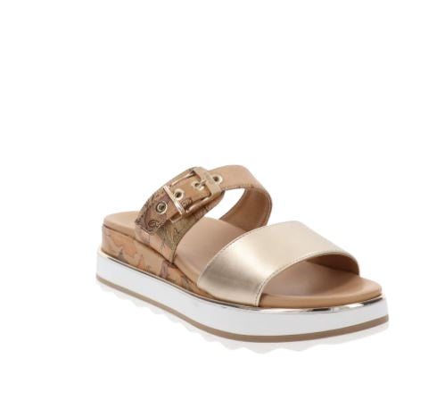 Alviero Martini 1A Classe Ciabatta  N 2465 0371 Col. X124  Platinum Beige Geo