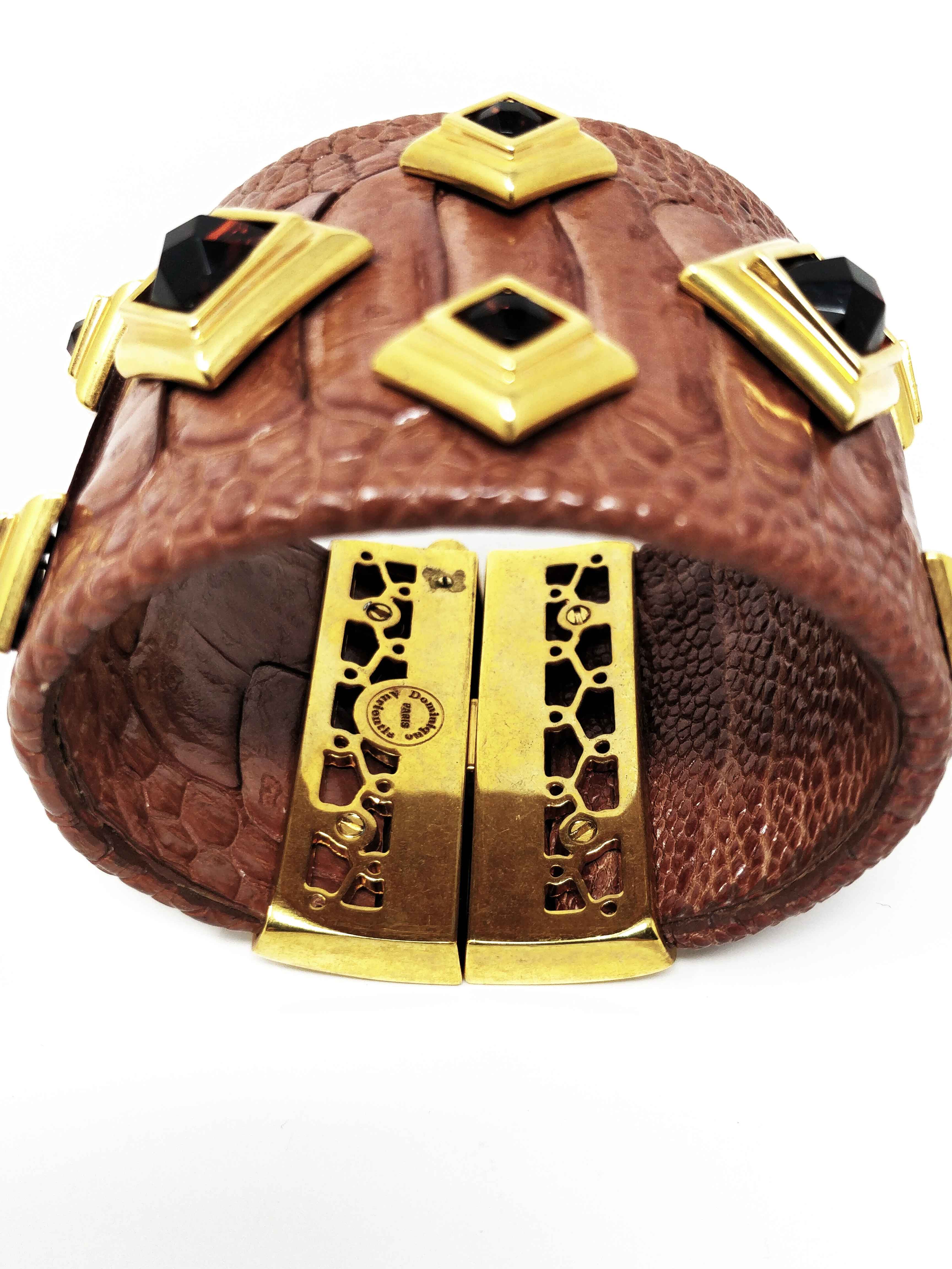 Dominique Aurientis Bracciale Pelle Struzzo Pietre