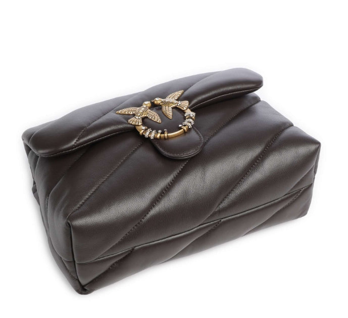 Pinko Borsa Puff New Mini Buckle Nappa PLTT 107057 Marrone Scuro