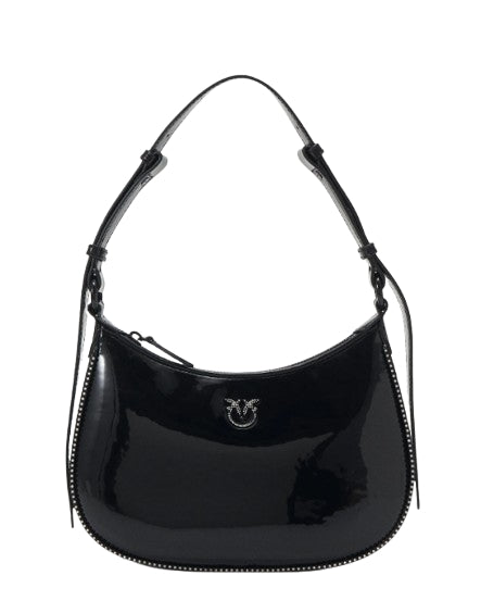 Pinko Half Moon Mini FL Eco Vernice + Strass Nero