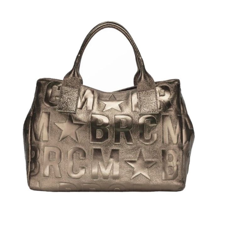 M BRC Borsa Shopping In Pelle F263 Verde Metalizzato Macro Met