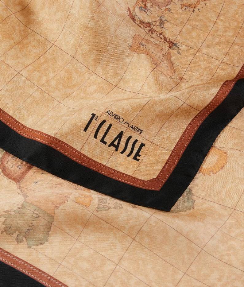 Foulard Geo Classic 50x50 cm Bordo Black  K3150 Aloe Col. 0001 100% seta