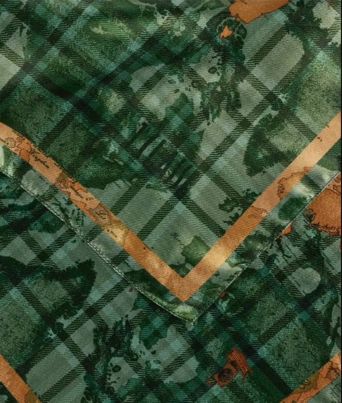Alviero Martini 1A Classe Foulard Tartan 90x90 KF114 1790 Col.0700 Sage Green/Verde