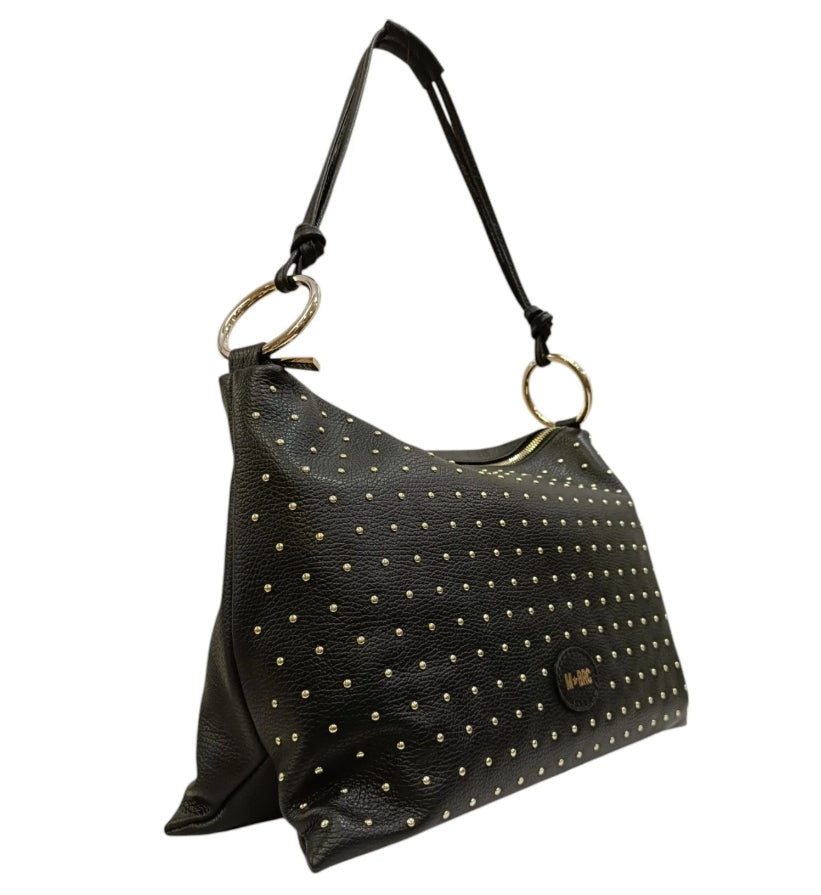 M BRC Massimo Braccialini Borsa Shopping in Pelle Linea Star Dust C126 Nero
