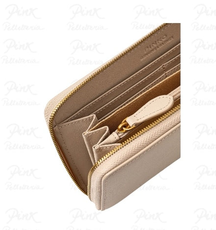 Pinko Portafoglio Ryder Zip Around Beige 100250 Vitello Seta