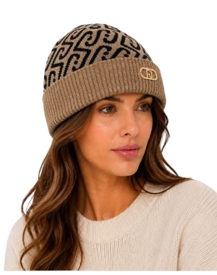 Liu Jo  BEANIE LOGO JACQ  2F6017 M0300 Col. 00417  cammello nero