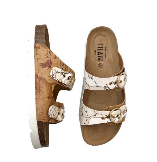 Alviero Martini 1A Classe Ciabatte Slipper Doppia Fibbia N 1190 750 Geo Classic + Geo Bianco