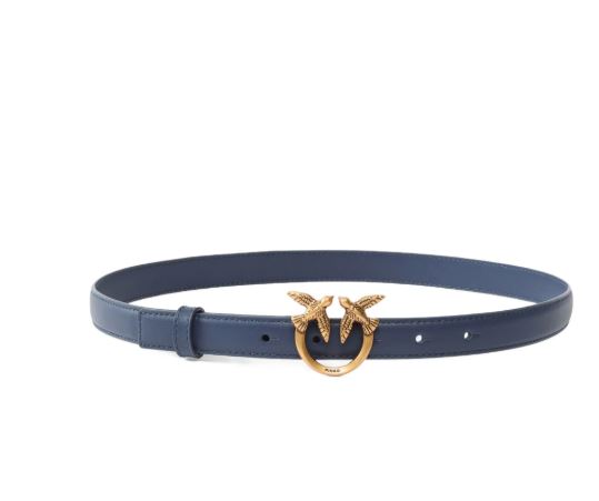 Pinko Cintura Love Berry in pelle 2cm Belt Vit. Seta  Blu Indaco TG.XS