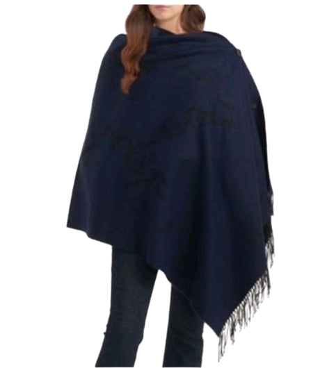 Sciarpone Alviero Martini Con Bottoni Colore Blu Notte KS001 PIAN
