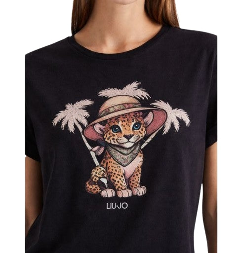 Liu Jo  Maglia T-shirt c/coulise VA6170 JS003 Col. P9494 Nero/small leop