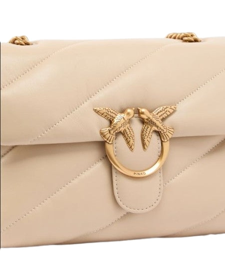 Pinko Love Puff  Classic  Pelle  Beige-Grigio