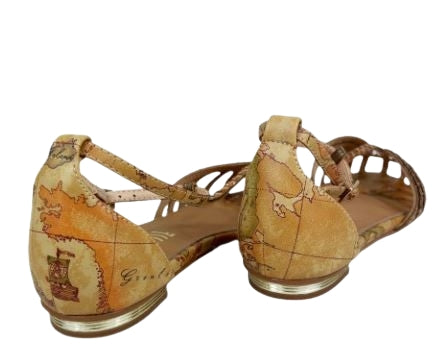 Alviero Martini 1A Classe Sandali Gioiello In Eco-Nappa Geo Classic  Z 1054 272B  Natural Beige