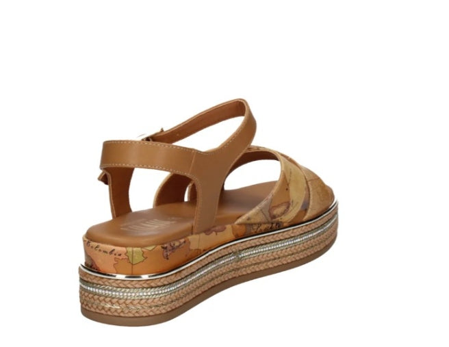 Alviero Martini Sandali In Pelle C/Fascia Incrociata N 2183 0371 Beige Geo Leather