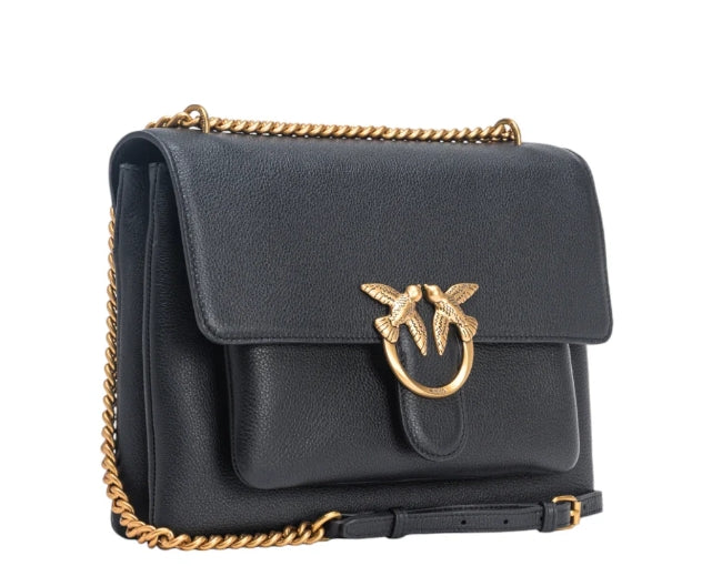 Pinko Tracolla Love One Soft Mini Colore Nero Pelle Bottalata