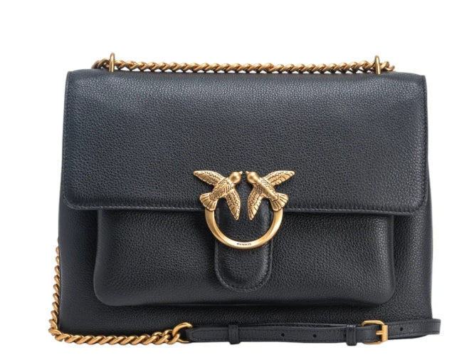 Pinko Tracolla Love One Soft Mini Colore Nero Pelle Bottalata