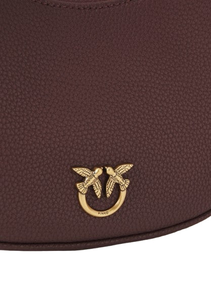 Pinko Borsa Brioche Hobo Classic Mini  Pelle Bottolata Cioccolato Amaro