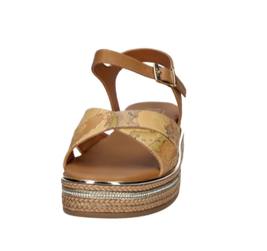 Alviero Martini Sandali In Pelle C/Fascia Incrociata N 2183 0371 Beige Geo Leather