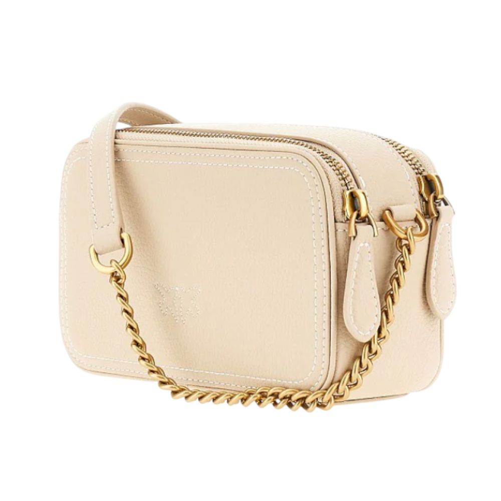 Pinko Carrie Camera Case Beige Pelle Bottolata