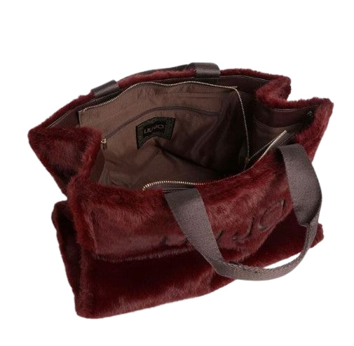 Liu Jo Borsa Teddy L Tote Fake Fur 2F6037 E0218 Col. 91978 Red aubergine