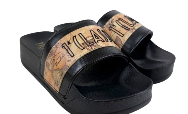 Alviero Martini 1A Classe Ciabatta  N 2504 0513 Col. X550 Black/GeoBeige