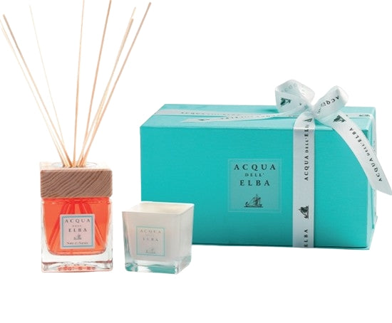 Confezione Acqua Dell'Elba Box Home Note Di Natale 200 ml + Candela