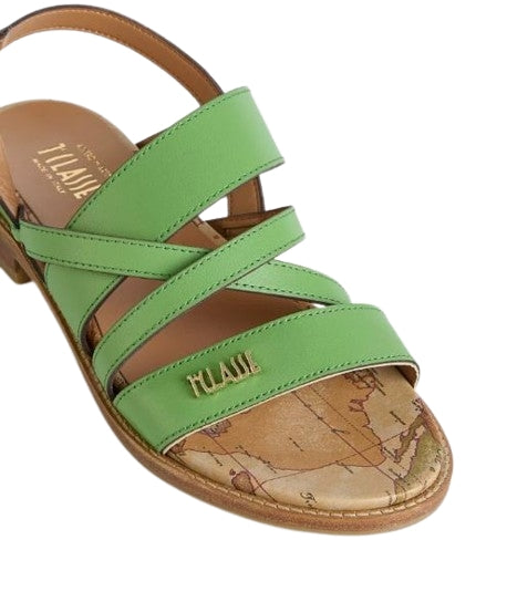 Alviero Martini 1A Classe Sandalo In Pelle Liscia  Z1081 8578 Verde Bali