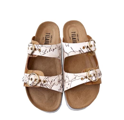 Alviero Martini 1A Classe Ciabatte Slipper Doppia Fibbia N 1190 750 Geo Classic + Geo Bianco