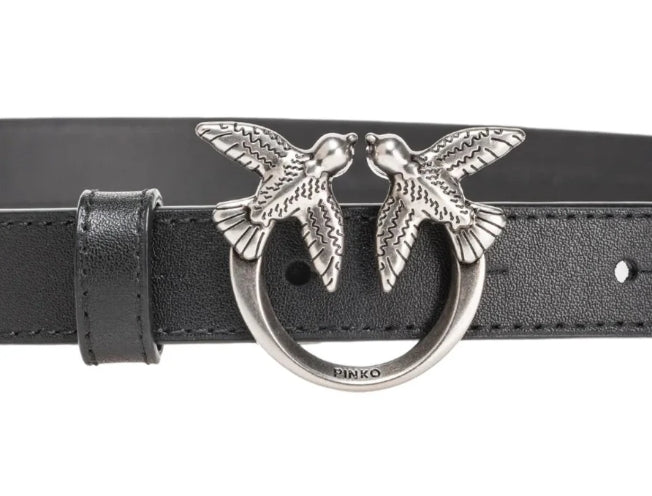Pinko  Cintura  Love Birds  Fibbia 2 cm.  Vitello  Black   TG. S