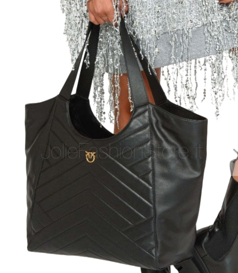 Pinko  Tote Bag Puzzle Pelle Black