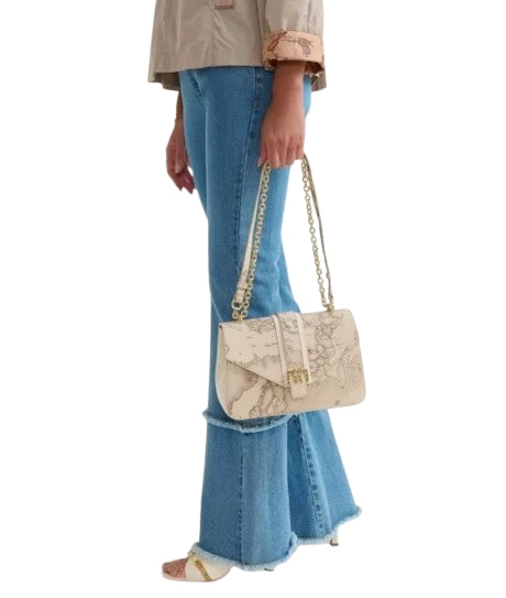 Alviero Martini 1A Classe Borsa A Tracolla Lagoon Bag Con Catena LC04 T398 Color Rafia