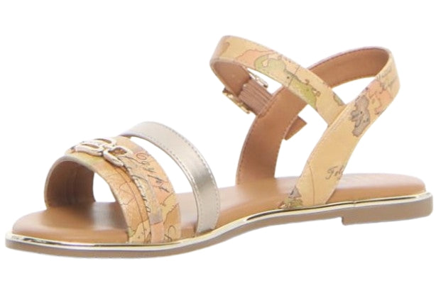 Alviero Martini 1A Classe Sandali Bassi N 2165 0371 Geo Beige Classic Platino