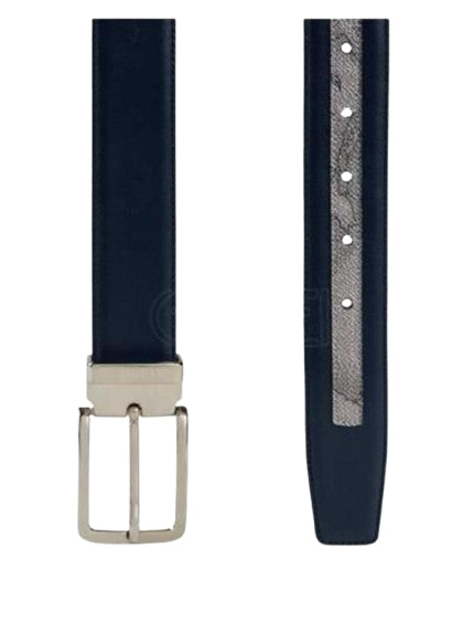 Alviero Martini 1A Classe Cintura Uomo tg.110 cm Asphalt Grey in pelle rifinita in tessuto Geo Dark BV A434 5400