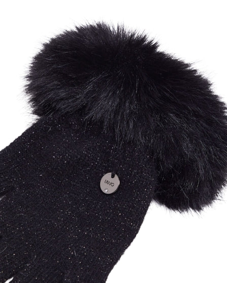 Liu Jo Guanti Maglia Con Polsini In Pelliccia Sintetica 2F3068 M0300 Nero
