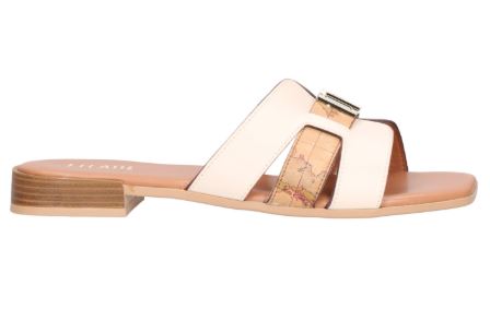 Alviero Martini 1A Classe Ciabatte In Pelle Liscia C/Placchetta 1C Z 1075 578B Beige