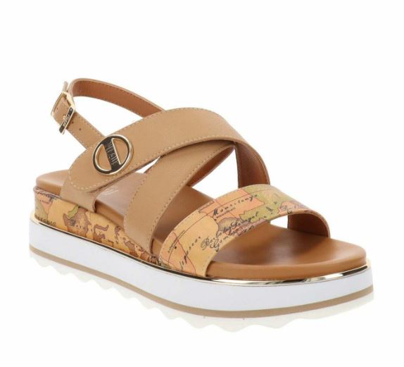 Alviero Martini Sandali C/Fascia Incrociata N 2193 0371 Geo Classic /Camel