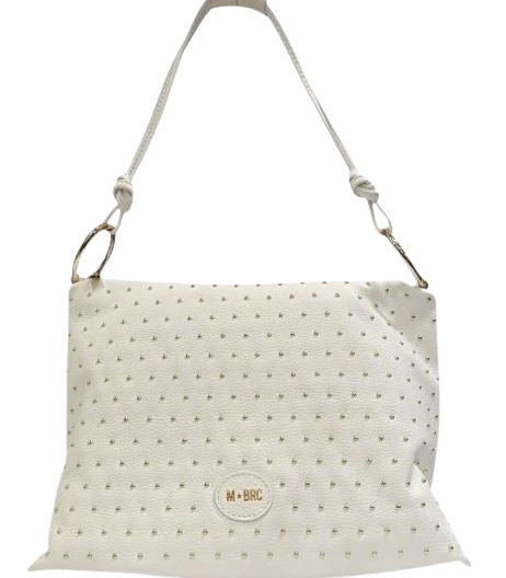 M BRC Massimo Braccialini Borsa Shopping in Pelle Linea Star Dust C126 Bianco