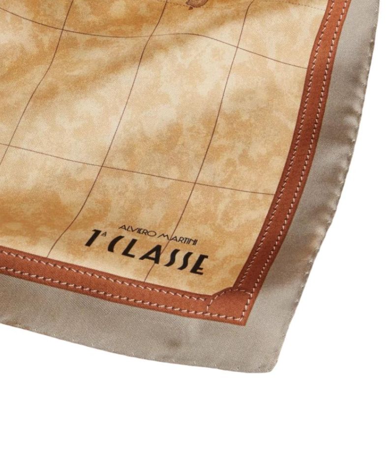 Alviero Martini 1A Classe Foulard In Seta 90x90 Geo Classic  K 3190 Aloe  Col 0036 Light Taup