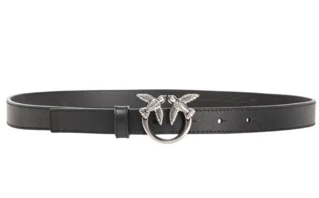 Pinko  Cintura  Love Birds  Fibbia 2 cm.  Vitello  Black   TG. S