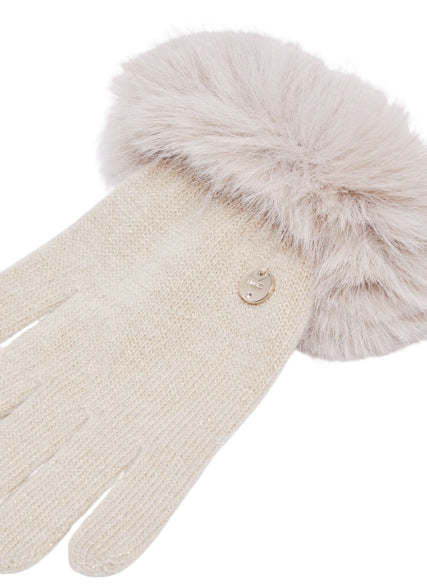 Liu Jo Guanti Maglia Con Polsini In Pelliccia Sintetica 2F3068 M0300 Naturale