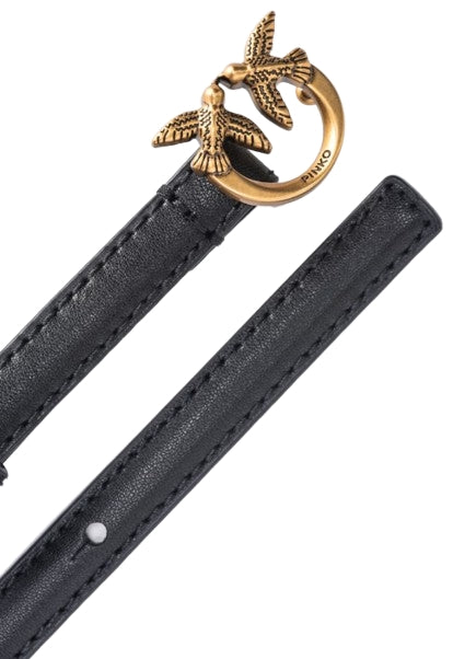 Pinko  Cintura  Love Birds  Fibbia 1 cm.  Vitello  Black   TG. L