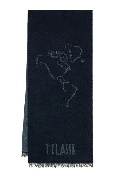 Alviero Martini 1A Classe Sciarpa Geo Filetto 40x180 KS577 1769 Col. 0141 Steel Blue/Blu Acciaio