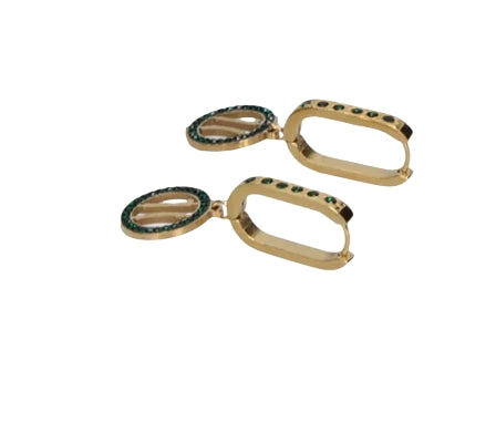 Alviero Martini1A Classe Orecchini Zirconi con pendente Oro LM PO85 3039 Col 0395 Dorato