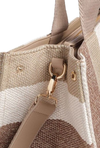 Borsa  Liu Jo  L  Tote  Striped Canva Col. 00133 Sabbia