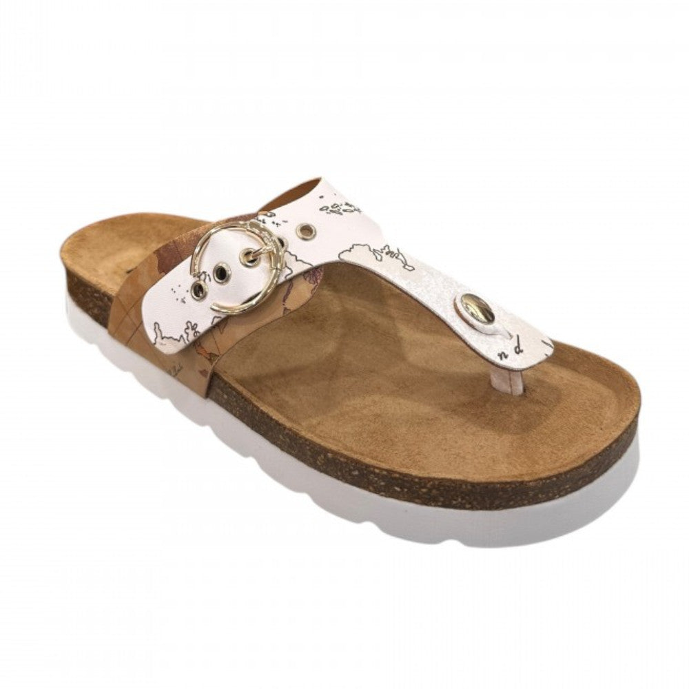 Alviero Martini 1A Classe Infradito Flip-Flop N 1189 750G Geo Classic + Geo Bianco
