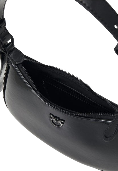 Pinko Half Moon Mini FL Eco Vernice + Strass Nero