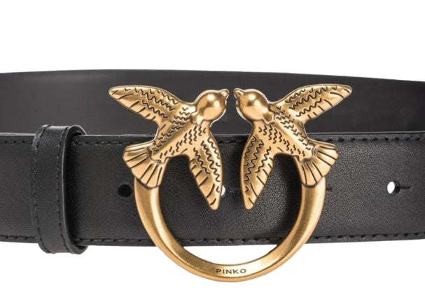 Pinko  Cintura   Love Berry in pelle  3 cm.    Black   TG. S