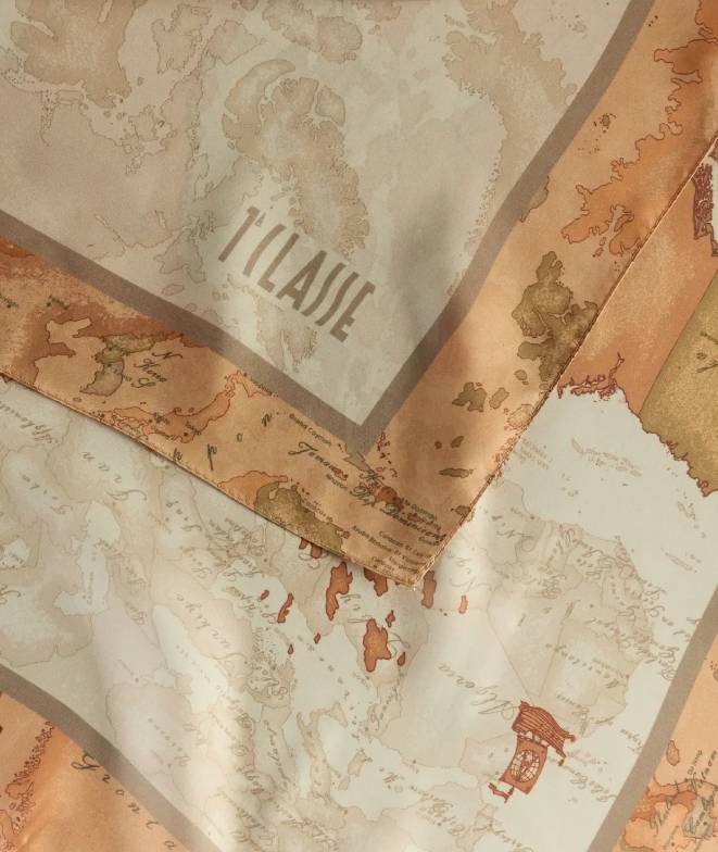 Alviero Martini 1A Classe Foulard Doppio Geo 90x90 KF115 1791 Col. 0904 ècru